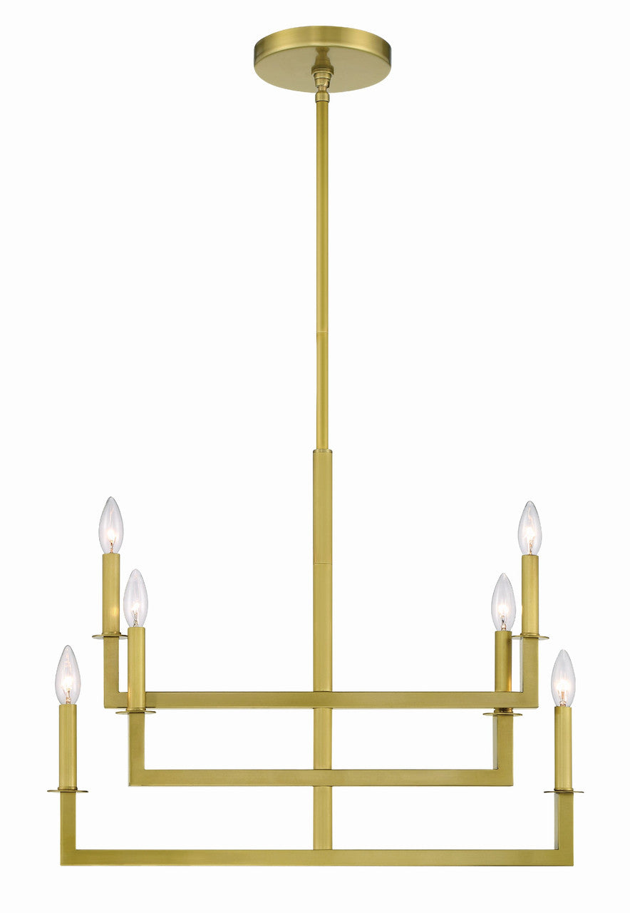 Crystorama Dante 6 Light Aged Brass Chandelier DNT-6026-AG