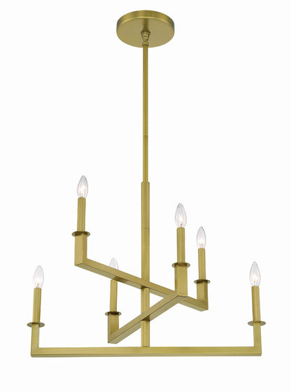 Crystorama Dante 6 Light Aged Brass Chandelier DNT-6026-AG