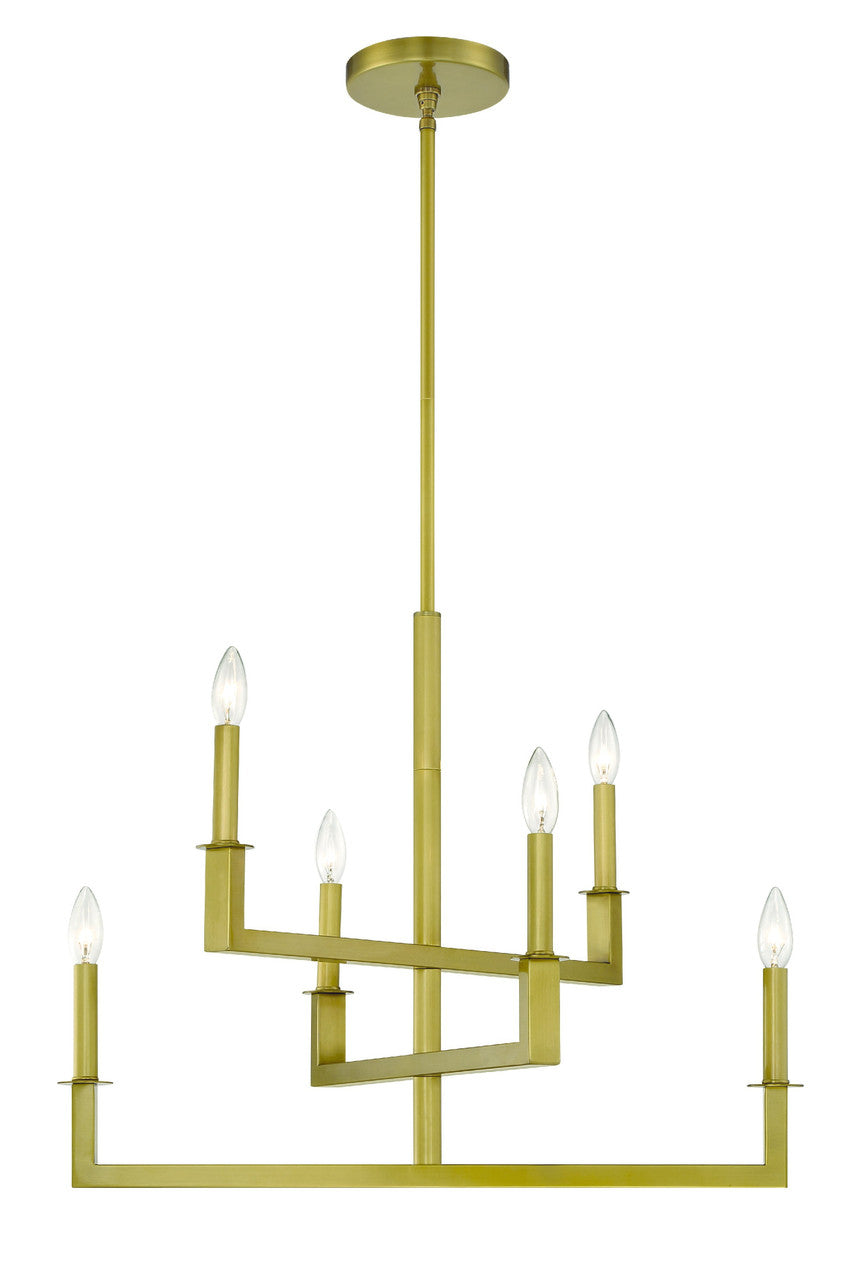 Crystorama Dante 6 Light Aged Brass Chandelier DNT-6026-AG