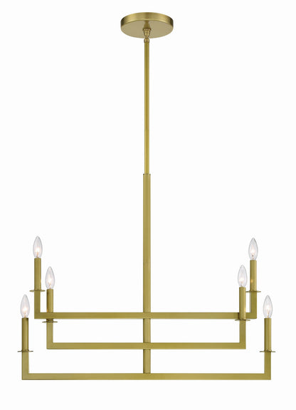 Crystorama Dante 6 Light Aged Brass Chandelier DNT-6036-AG