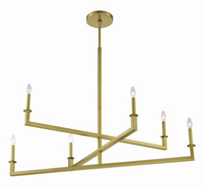 Crystorama Dante 6 Light Aged Brass Chandelier DNT-6046-AG