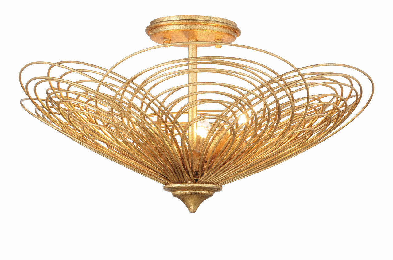 Crystorama Doral 3 Light Renaissance Gold Ceiling Mount DOR-B7703-RG