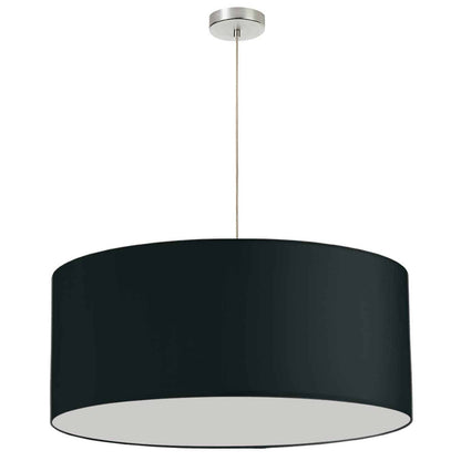 Dainolite 1 Light, 28" Drum Shade Pendant, No Bottom Diffuser, Black Fabric DRM-L-797