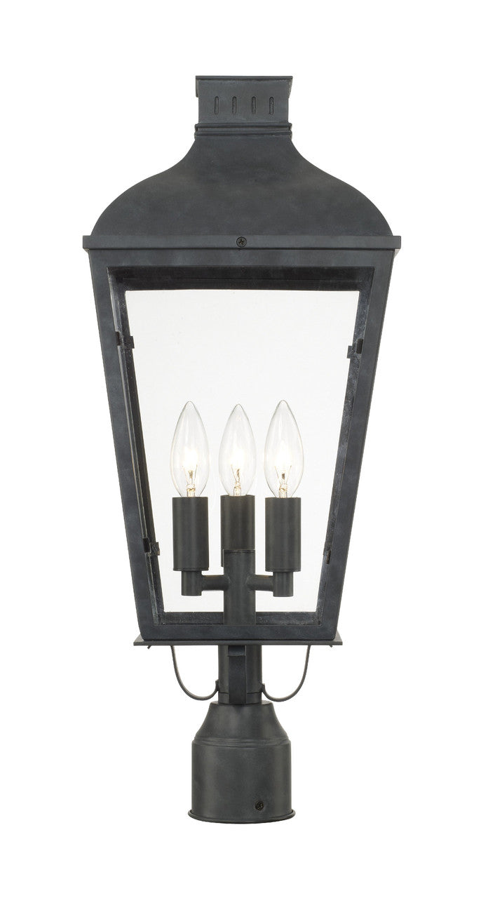 Crystorama Dumont 3 Light Graphite Outdoor Lantern Post DUM-9807-GE