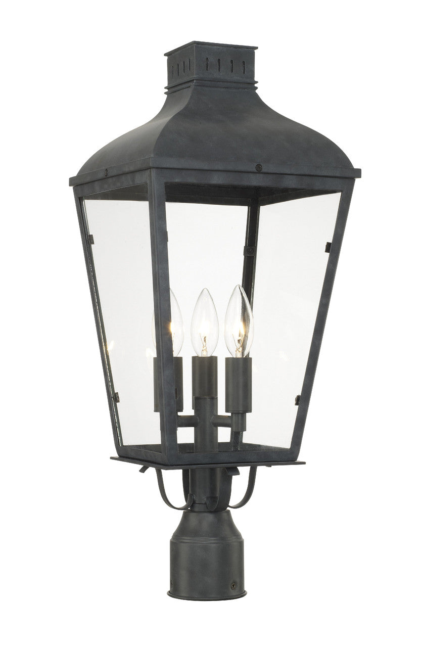 Crystorama Dumont 3 Light Graphite Outdoor Lantern Post DUM-9807-GE