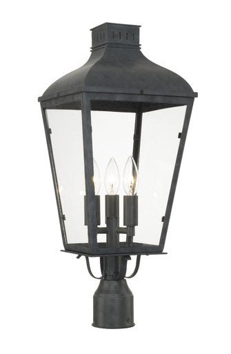 Crystorama Dumont 3 Light Graphite Outdoor Lantern Post DUM-9807-GE