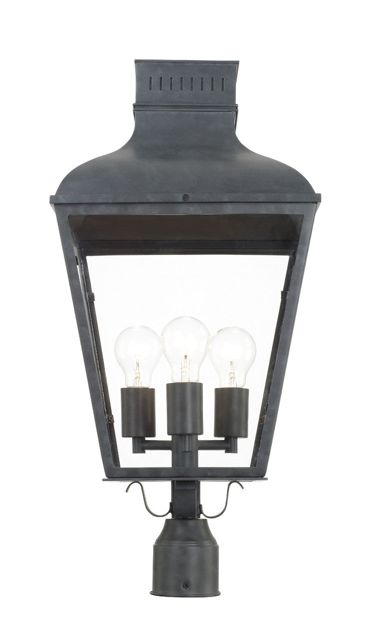 Crystorama Dumont 3 Light Graphite Outdoor Lantern Post DUM-9808-GE