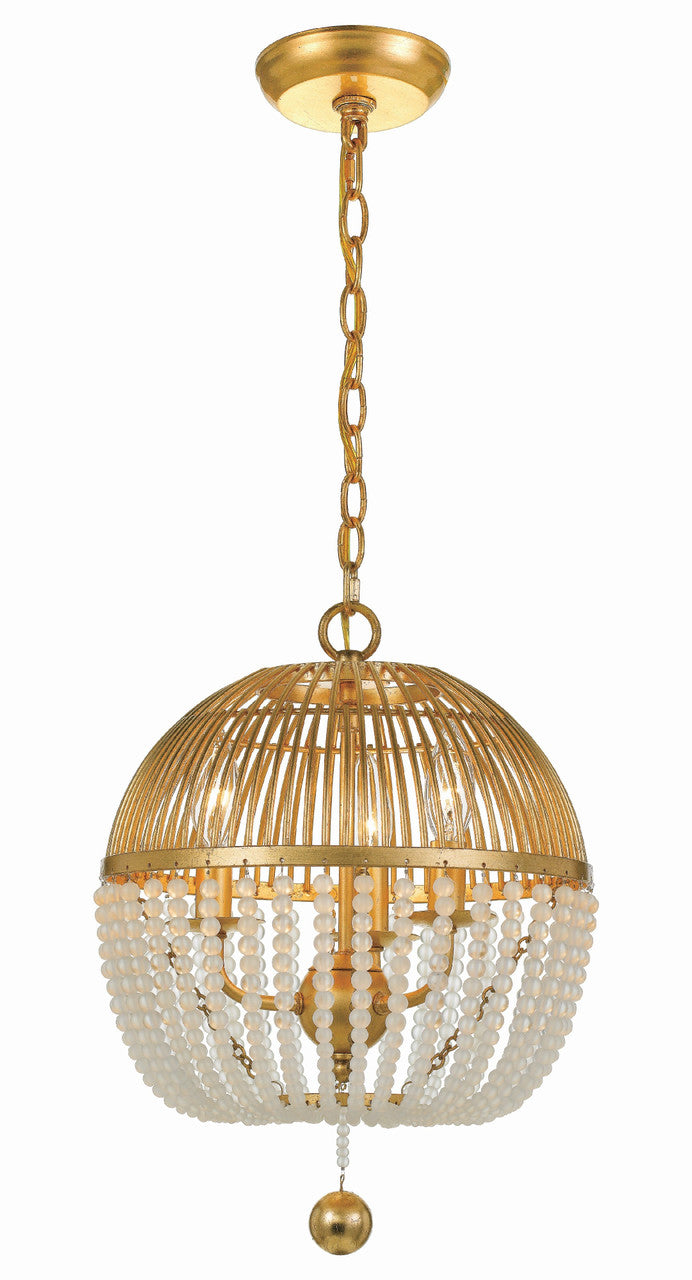 Crystorama Duval 3 Light Antique Gold Mini Chandelier DUV-623-GA