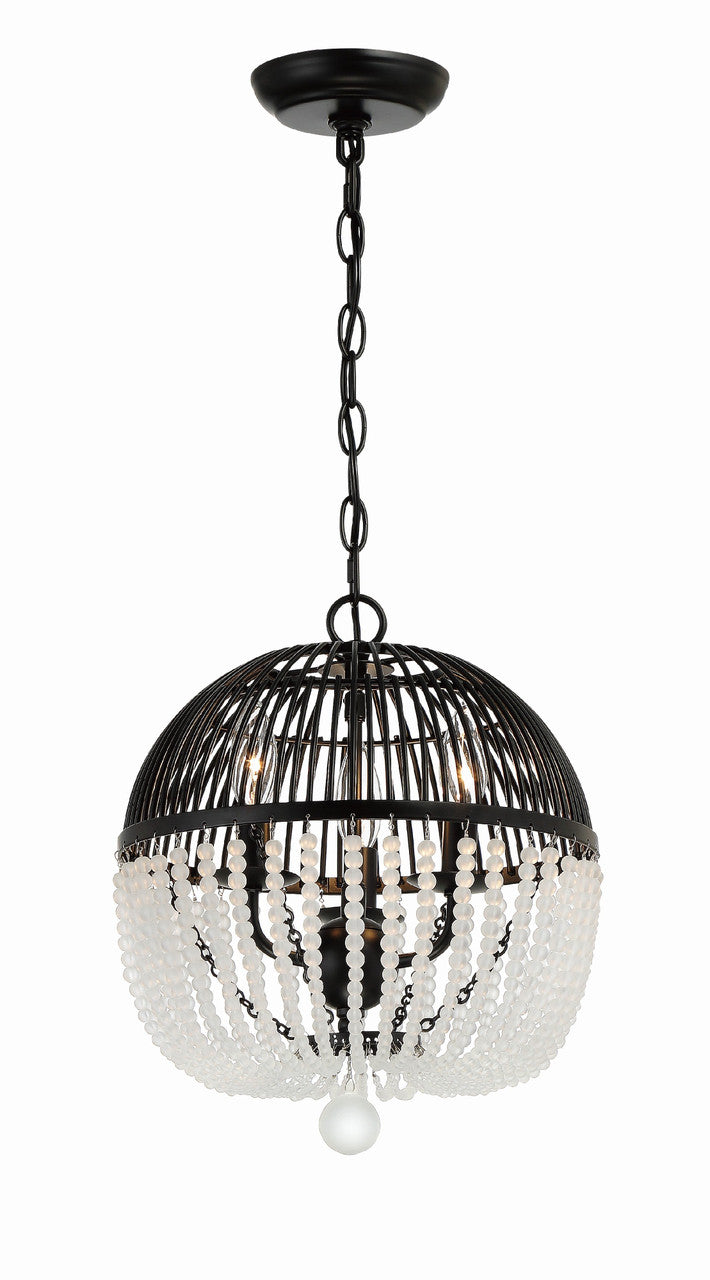 Crystorama Duval 3 Light Matte Black Mini Chandelier DUV-623-MK