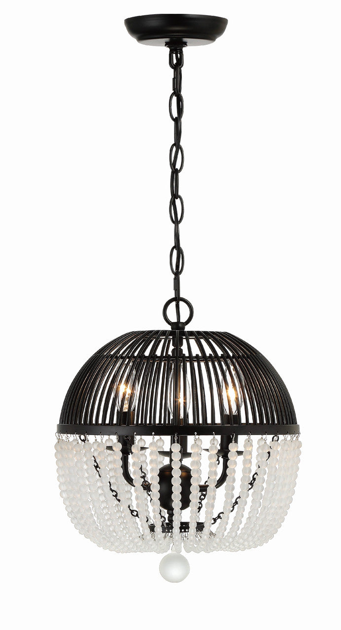 Crystorama Duval 3 Light Matte Black Mini Chandelier DUV-623-MK