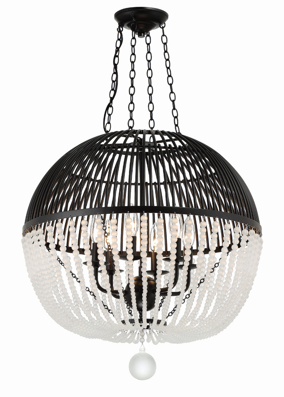 Crystorama Duval 6 Light Matte Black Pendant DUV-626-MK