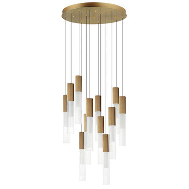 ET2 Contemporary Lighting Reeds 12-Light LED Pendant in Gold E11019-144GLD