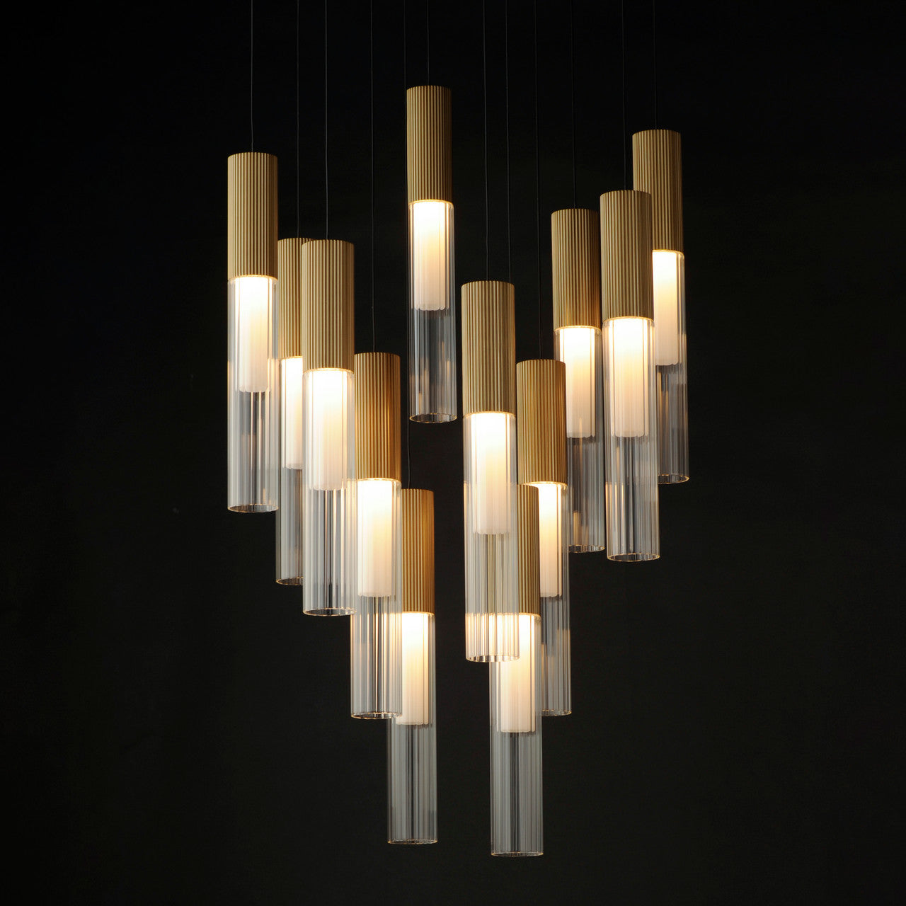 ET2 Contemporary Lighting Reeds 12-Light LED Pendant in Gold E11019-144GLD