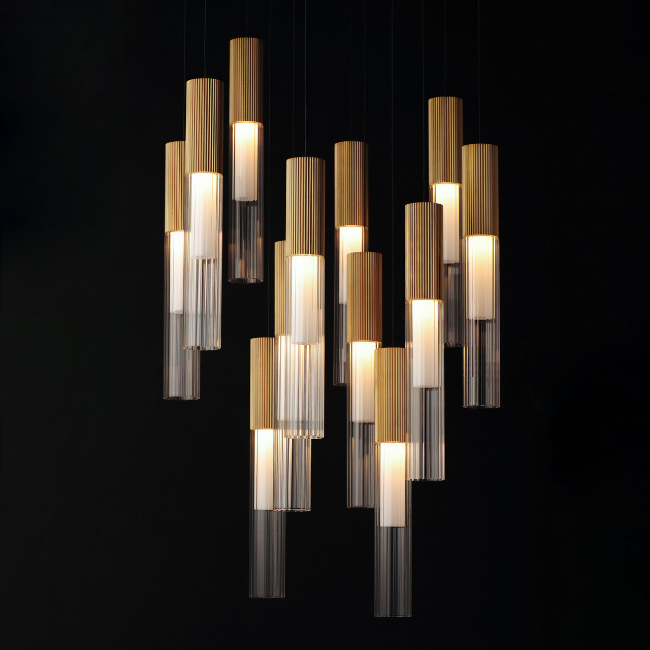 ET2 Contemporary Lighting Reeds 12-Light LED Pendant in Gold E11019-144GLD