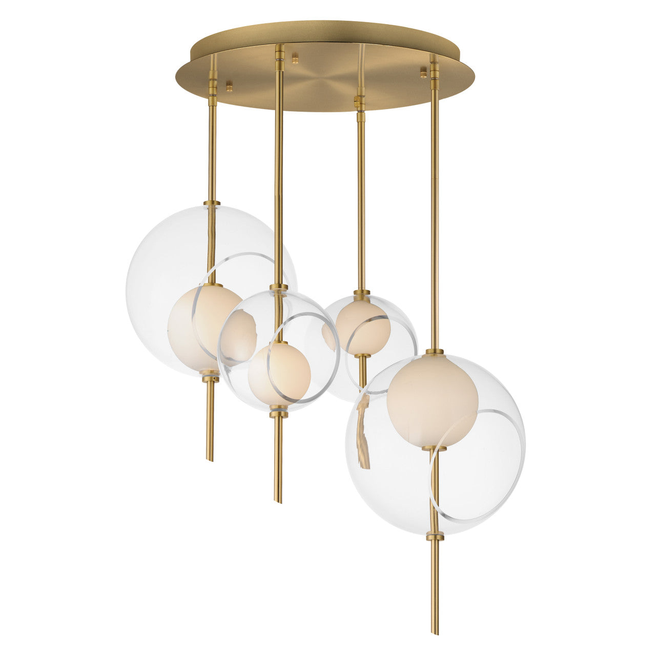 ET2 Contemporary Lighting Martini 4-Light LED Pendant in Natural Aged Brass E11096-10NAB