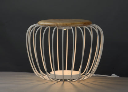 ET2 Contemporary Lighting Cage 20" LED Ottoman in White / Navaho White E20577-WTNW