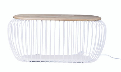 ET2 Contemporary Lighting Cage LED Illuminated Bench in White / Navaho White E20579-WTNW