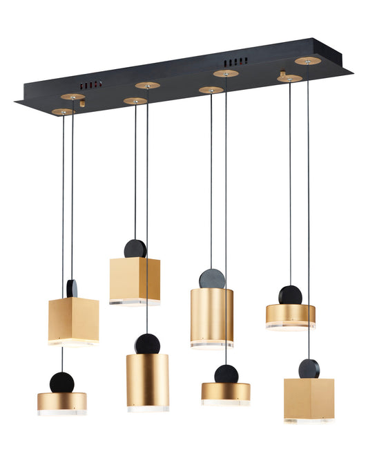 ET2 Contemporary Lighting Nob 8-Light LED Pendant in Black / Gold E20867-75BKGLD