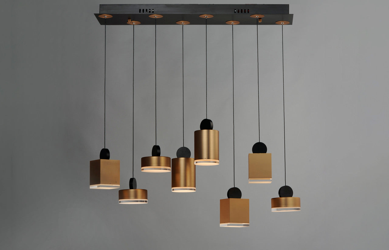 ET2 Contemporary Lighting Nob 8-Light LED Pendant in Black / Gold E20867-75BKGLD