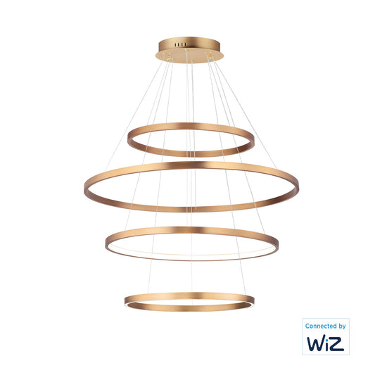 ET2 Contemporary Lighting Groove 4-Tier LED Pendant WiZ in Gold E22729-GLD