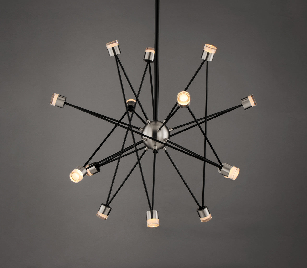 ET2 Contemporary Lighting Phaeton 14-Light LED Pendant in Black / Brushed Aluminum E23084-75BKAL