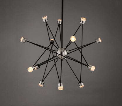 ET2 Contemporary Lighting Phaeton 14-Light LED Pendant in Black / Brushed Aluminum E23084-75BKAL