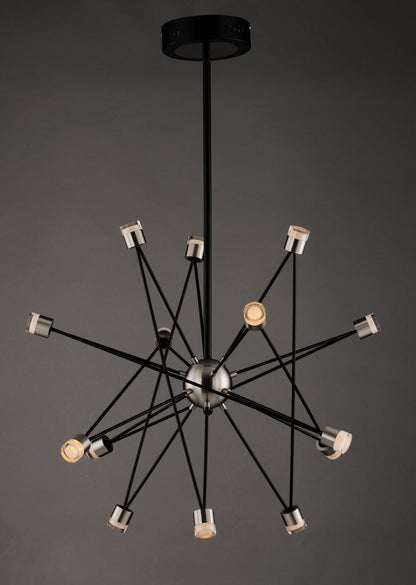 ET2 Contemporary Lighting Phaeton 14-Light LED Pendant in Black / Brushed Aluminum E23084-75BKAL