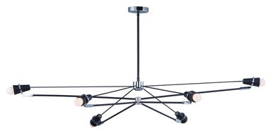 ET2 Contemporary Lighting Bounce LED 6-Light Pendant in Black / Polished Chrome E23103-BKPC