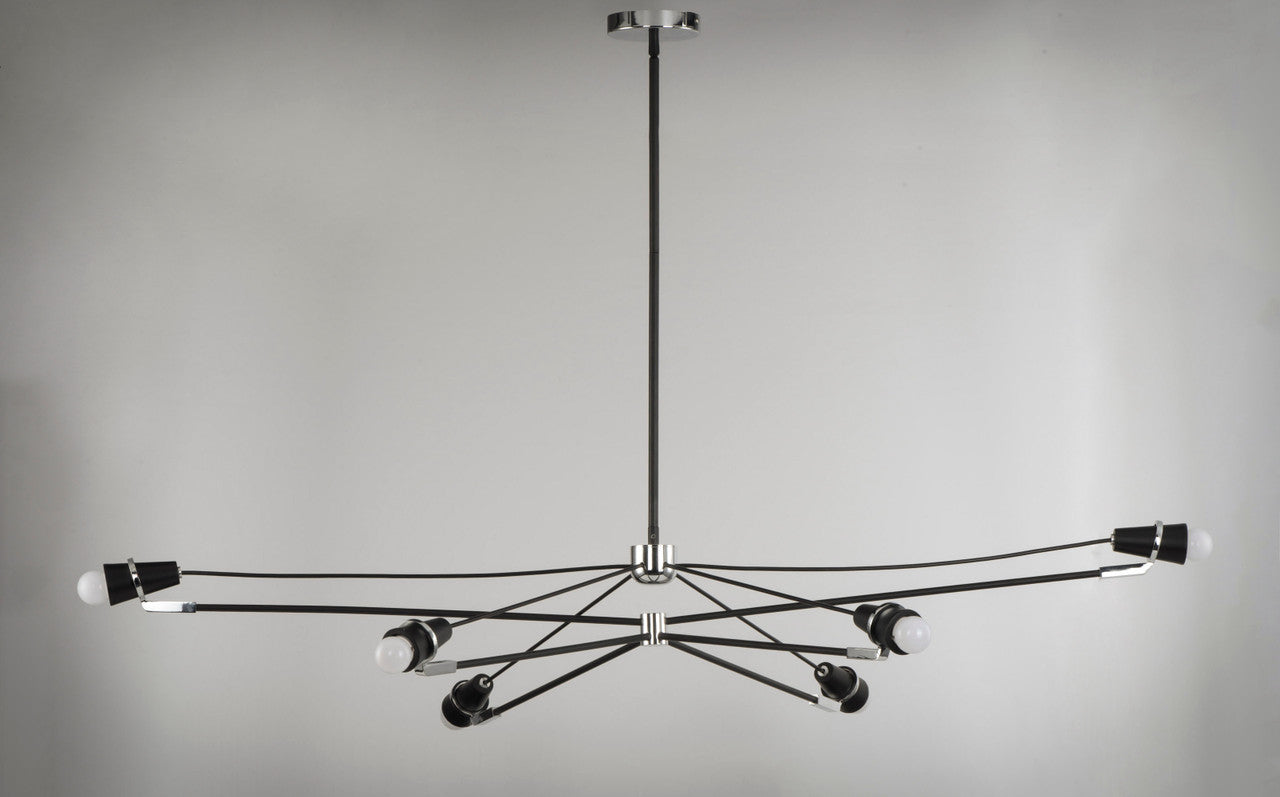 ET2 Contemporary Lighting Bounce LED 6-Light Pendant in Black / Polished Chrome E23103-BKPC