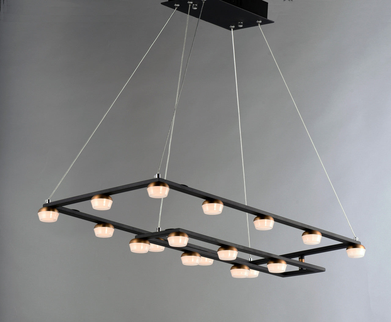 ET2 Contemporary Lighting Button 18-Light LED Pendant in Black / Gold E23165-75BKGLD