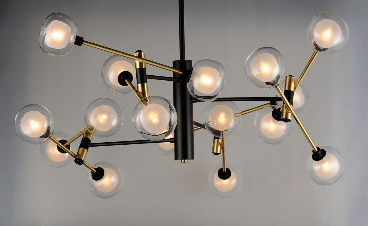 ET2 Contemporary Lighting Parallel 16-Light LED Pendant in Black / Gold E23287-93BKGLD