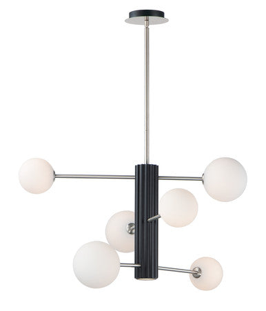 ET2 Contemporary Lighting Cog 7-Light LED Chandelier in Black / Satin Nickel E24064-92BKSN