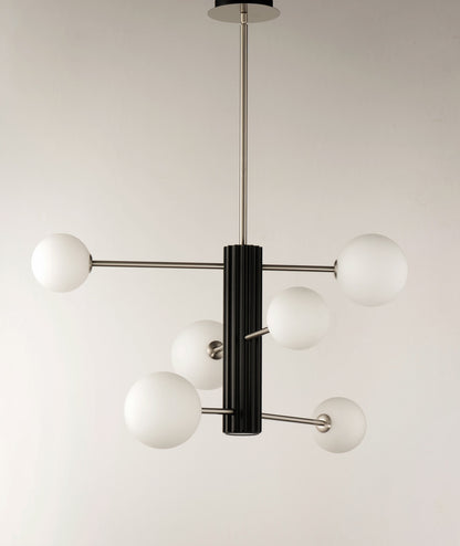 ET2 Contemporary Lighting Cog 7-Light LED Chandelier in Black / Satin Nickel E24064-92BKSN