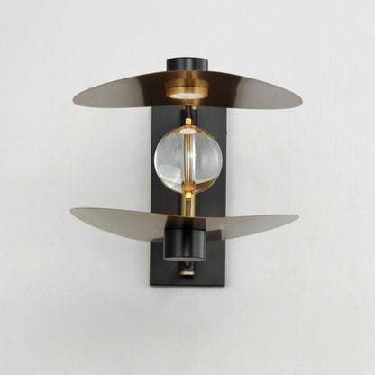 ET2 Contemporary Lighting Pearl 2-Light LED Sconce in Black / Natural Aged Brass E24072-BKNAB