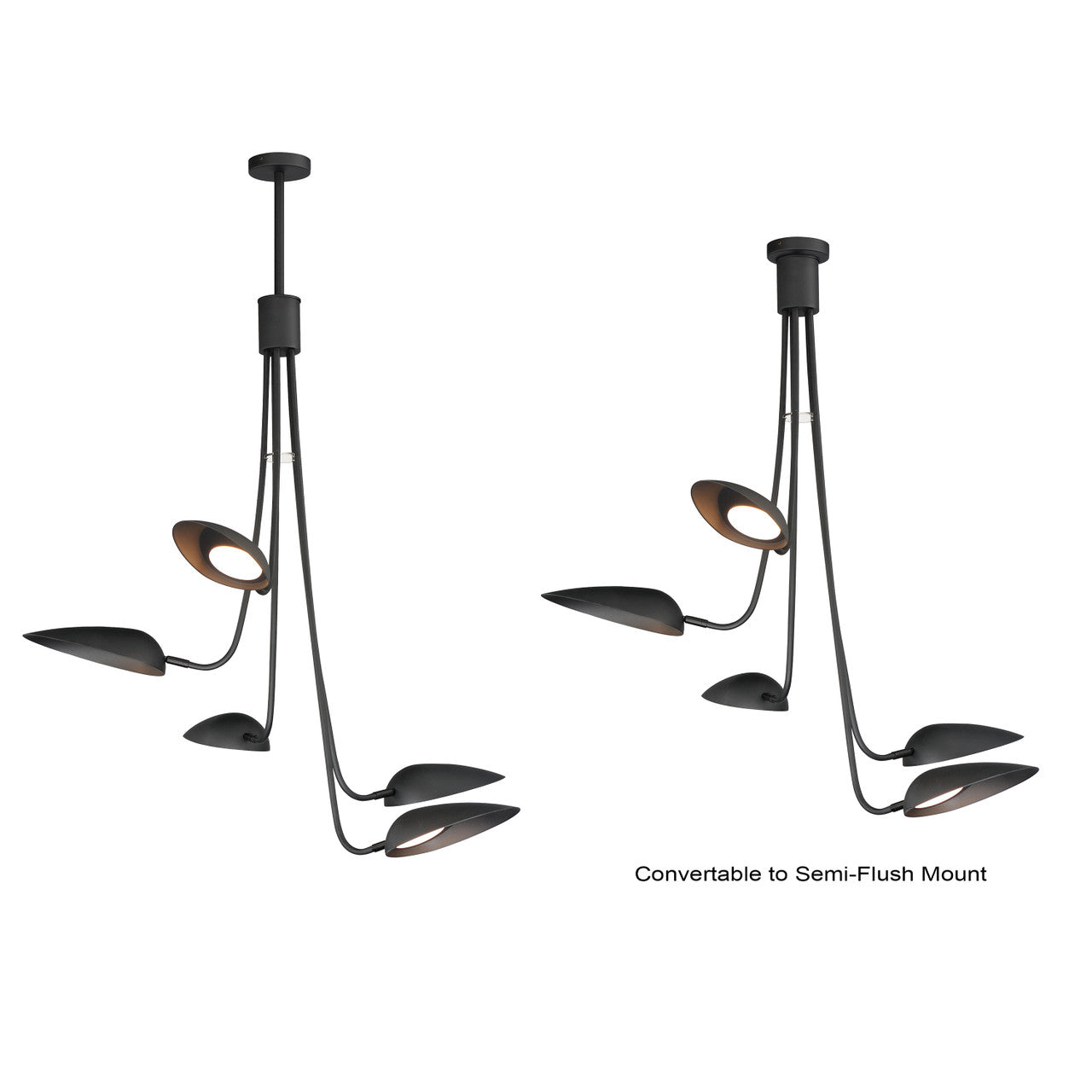 ET2 Contemporary Lighting Marsh 5-Light LED Pendant in Black E24095-BK