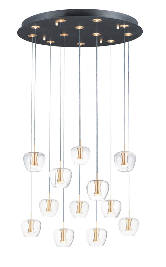 ET2 Contemporary Lighting Newton 12-Light LED Pendant in Black / Gold E24167-18BKGLD