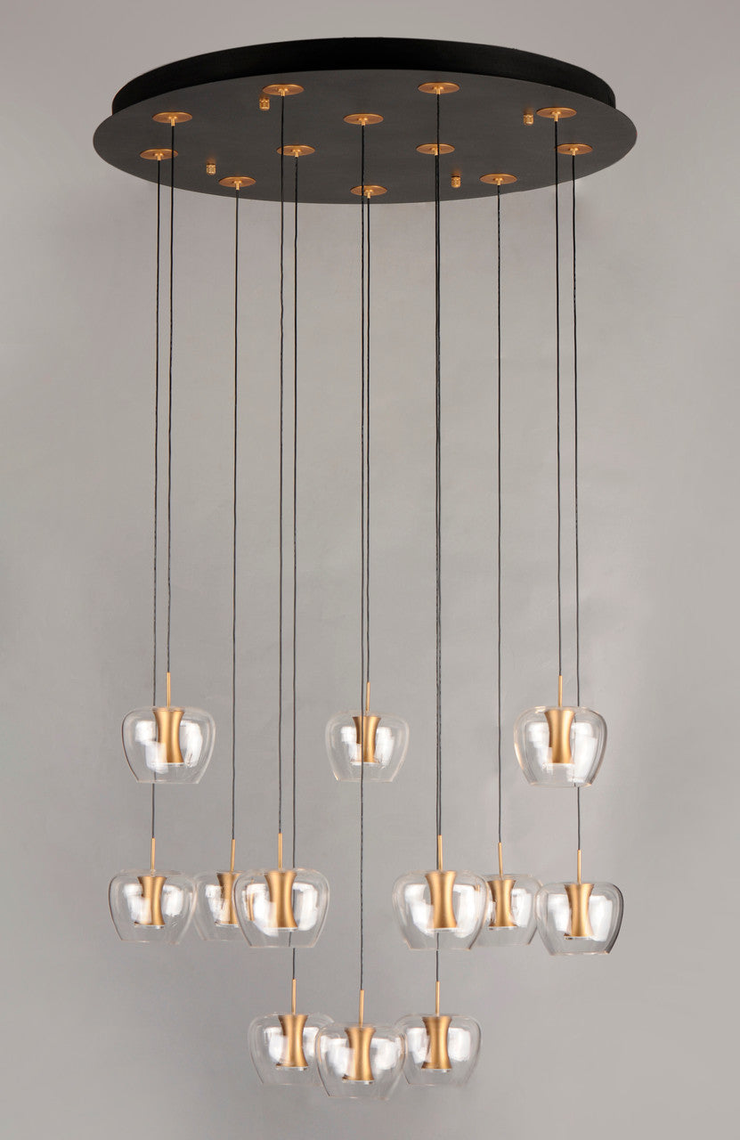 ET2 Contemporary Lighting Newton 12-Light LED Pendant in Black / Gold E24167-18BKGLD