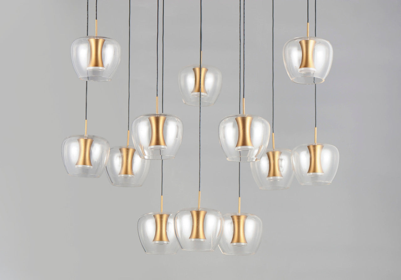 ET2 Contemporary Lighting Newton 12-Light LED Pendant in Black / Gold E24167-18BKGLD