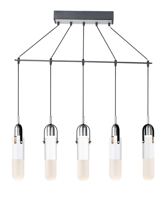 ET2 Contemporary Lighting Capsule 5-Light Mini LED Pendant in Black / Brushed Aluminum E24175-93BKAL