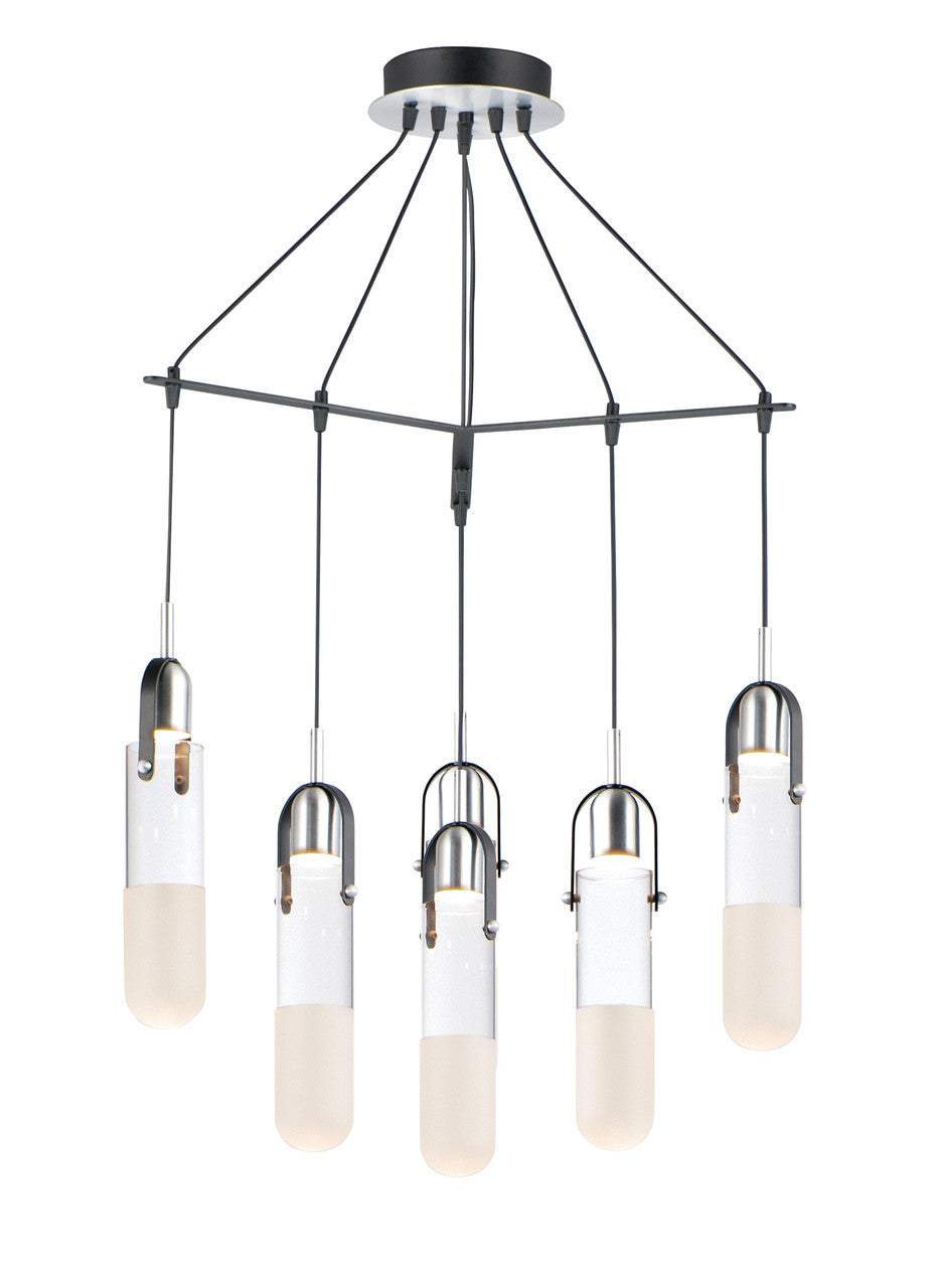 ET2 Contemporary Lighting Capsule 6-Light Mini LED Pendant in Black / Brushed Aluminum E24176-93BKAL