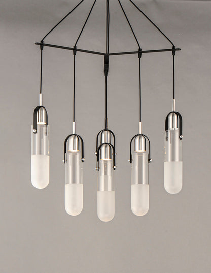 ET2 Contemporary Lighting Capsule 6-Light Mini LED Pendant in Black / Brushed Aluminum E24176-93BKAL