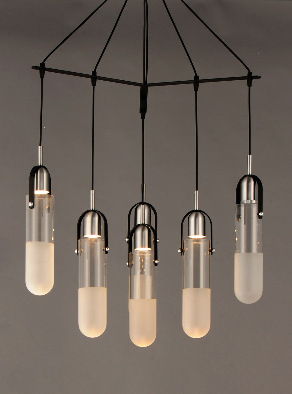 ET2 Contemporary Lighting Capsule 6-Light Mini LED Pendant in Black / Brushed Aluminum E24176-93BKAL