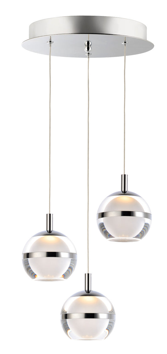 ET2 Contemporary Lighting Swank 3-Light LED Pendant in Polished Chrome E24593-93PC