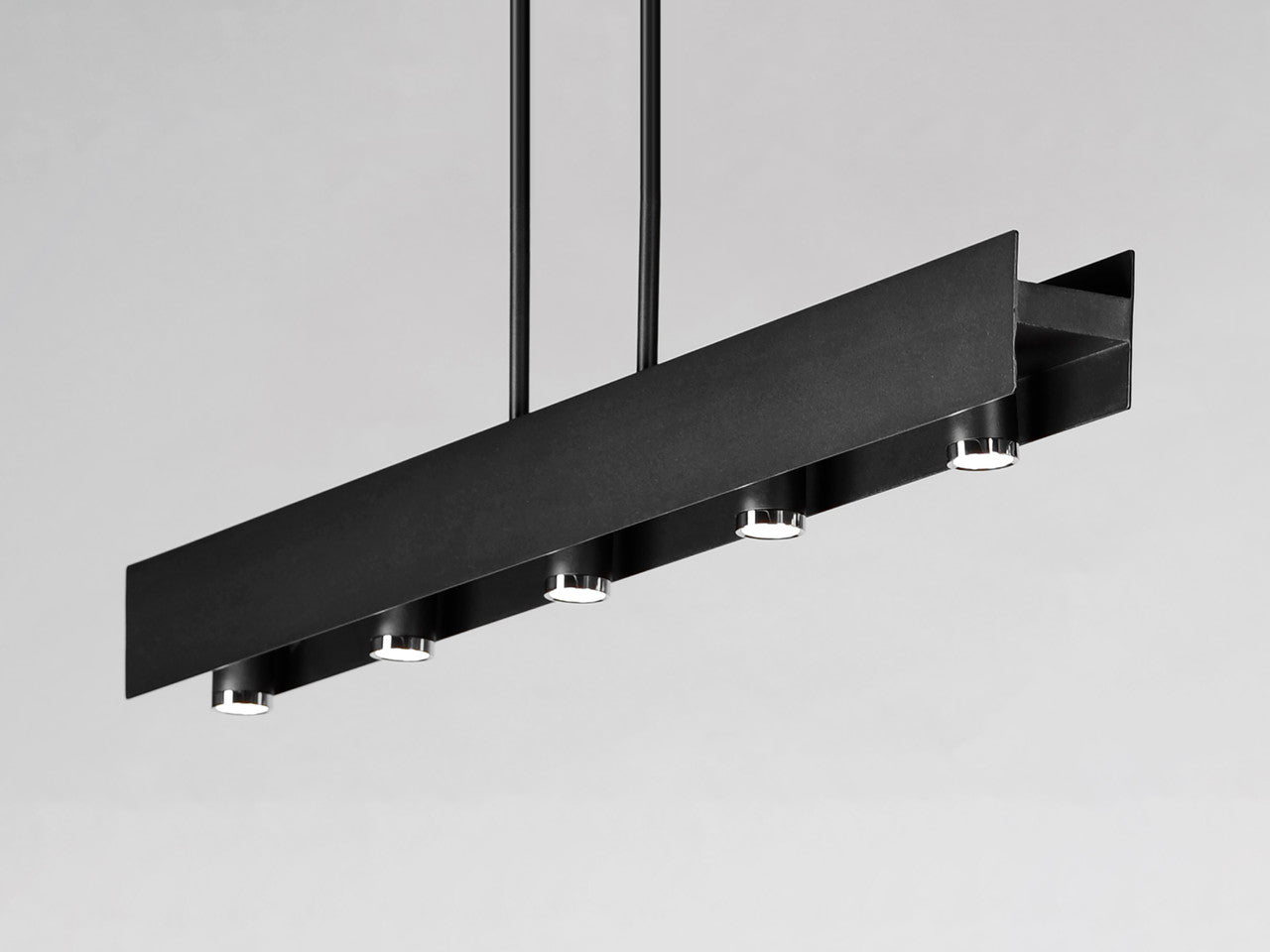 ET2 Contemporary Lighting Beam 5-Light LED Pendant in Black / Polished Chrome E24634-BKPC