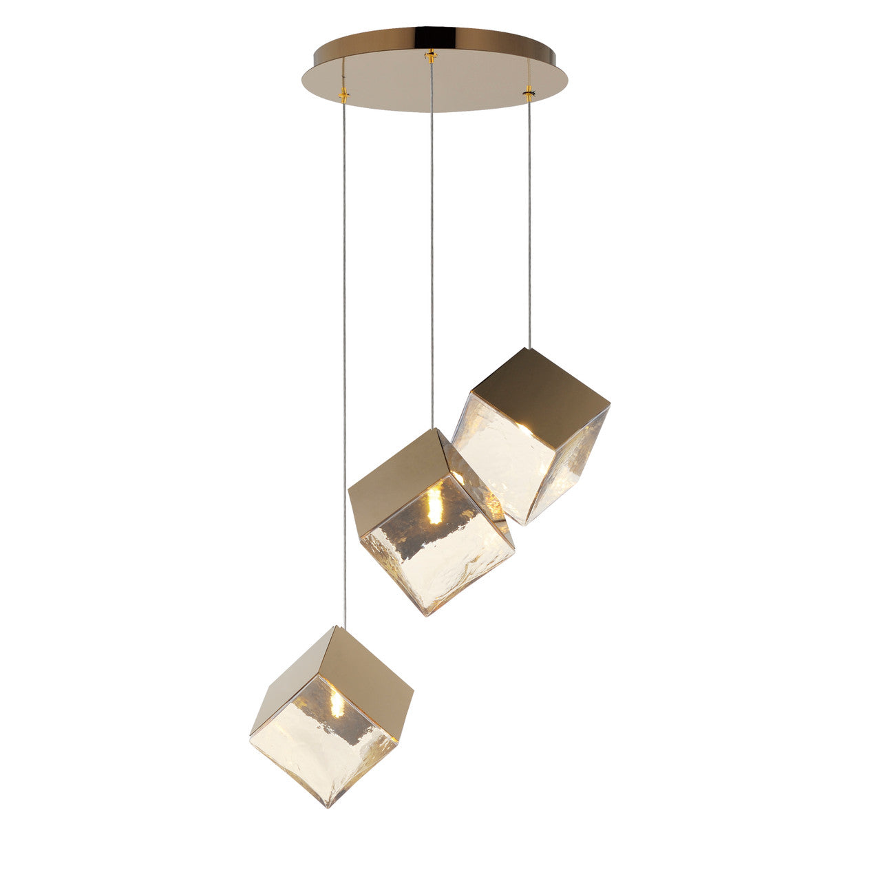 ET2 Contemporary Lighting Ice Cube 3-Light LED Pendant in French Gold E24683-26FG