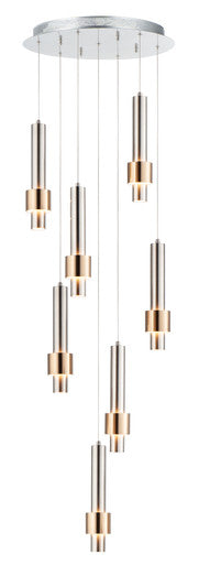 ET2 Contemporary Lighting Reveal 7-Light LED Pendant in Satin Nickel / Satin Brass E24757-SNSBR