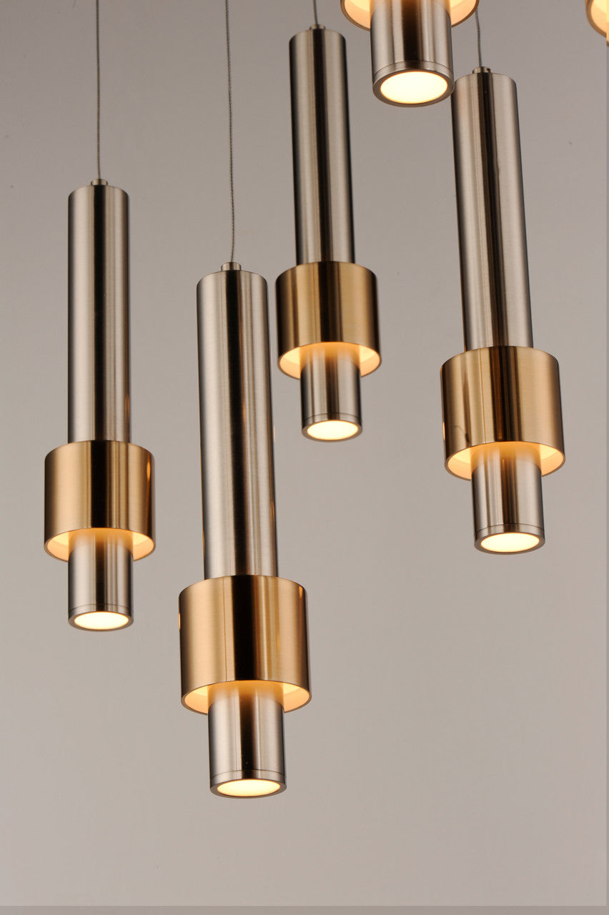 ET2 Contemporary Lighting Reveal 7-Light LED Pendant in Satin Nickel / Satin Brass E24757-SNSBR