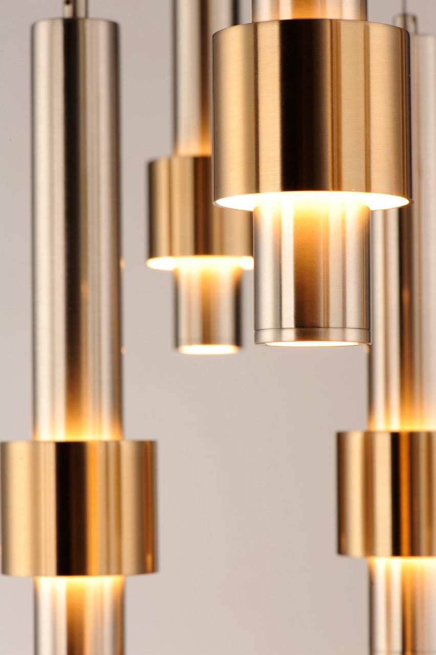 ET2 Contemporary Lighting Reveal 7-Light LED Pendant in Satin Nickel / Satin Brass E24757-SNSBR