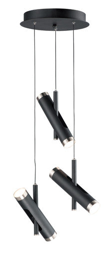 ET2 Contemporary Lighting Ambit 3-Light LED Pendant in Black / Satin Nickel E25043-BKSN