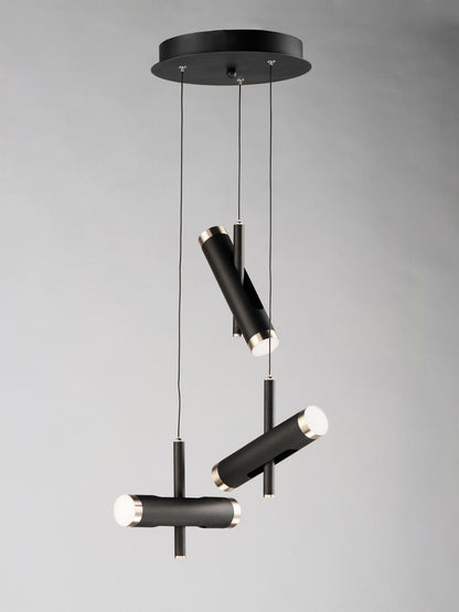 ET2 Contemporary Lighting Ambit 3-Light LED Pendant in Black / Satin Nickel E25043-BKSN